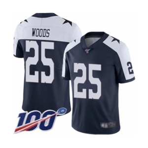 Men's Dallas Cowboys #25 Xavier Woods Navy Blue Throwback Alternate Vapor Untouchable Limited Player 100th Season Football Jersey
