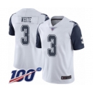 Men's Dallas Cowboys #3 Mike White Limited White Rush Vapor Untouchable 100th Season Football Jersey