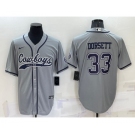 Men's Dallas Cowboys #33 Tony Dorsett Grey Stitched Cool Base Nike Baseball Jersey