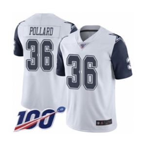 Men's Dallas Cowboys #36 Tony Pollard Limited White Rush Vapor Untouchable 100th Season Football Jersey