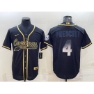 Men's Dallas Cowboys #4 Dak Prescott Black Gold With Patch Smoke Cool Base Stitched Baseball Jersey