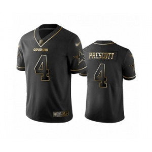 Men's Dallas Cowboys #4 Dak Prescott Black Golden Edition Limited Football Jersey