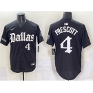 Men's Dallas Cowboys #4 Dak Prescott Black 'Gothic Lone Star Edition' Limited Stitched Baseball Jersey
