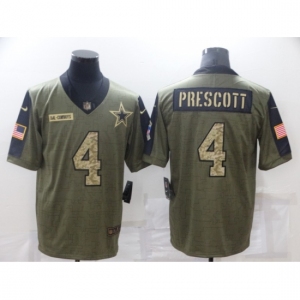 Men's Dallas Cowboys #4 Dak Prescott Camo 2021 Salute To Service Limited Player Jersey