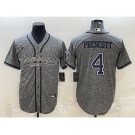 Men's Dallas Cowboys #4 Dak Prescott Grey Gridiron With Patch Cool Base Stitched Baseball Jersey