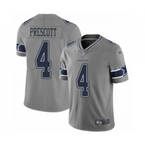 Men's Dallas Cowboys #4 Dak Prescott Limited Gray Inverted Legend Football Jersey