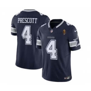 Men's Dallas Cowboys #4 Dak Prescott Navy 2023 F.U.S.E. With Walter Payton Patch Vapor Limited Football Stitched Jersey