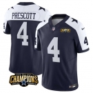 Men's Dallas Cowboys #4 Dak Prescott Navy White 2023 F.U.S.E. NFC East Champions Patch Football Stitched Jersey