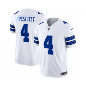 Men's Dallas Cowboys #4 Dak Prescott White 2023 F.U.S.E. Vapor Limited Stitched Football Jersey