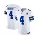 Men's Dallas Cowboys #4 Dak Prescott White 2023 F.U.S.E. With Walter Payton Patch Vapor Limited Football Stitched Jersey