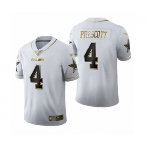 Men's Dallas Cowboys #4 Dak Prescott White Golden Edition Limited Football Jersey