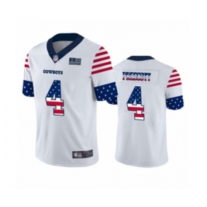 Men's Dallas Cowboys #4 Dak Prescott White Independence Day Limited Football Jersey
