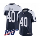 Men's Dallas Cowboys #40 Bill Bates Navy Blue Throwback Alternate Vapor Untouchable Limited Player 100th Season Football Jersey