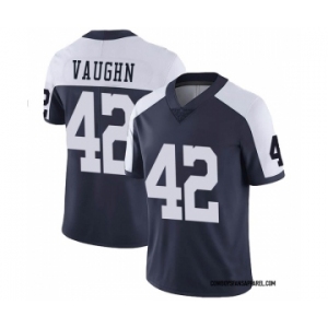 Men's Dallas Cowboys #42 Deuce Vaughn Navy Thanksgiving Vapor Limited Stitched Jersey