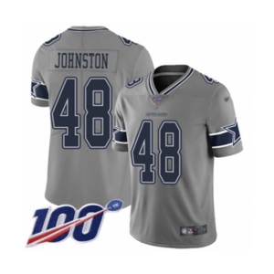 Men's Dallas Cowboys #48 Daryl Johnston Limited Gray Inverted Legend 100th Season Football Jersey