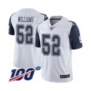 Men's Dallas Cowboys #52 Connor Williams Limited White Rush Vapor Untouchable 100th Season Football Jersey