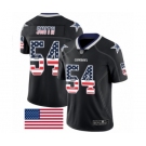 Men's Dallas Cowboys #54 Jaylon Smith Limited Black Rush USA Flag Football Jersey