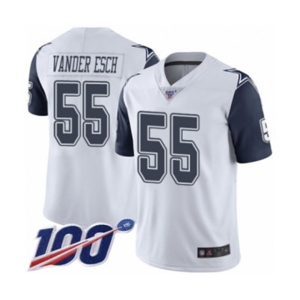 Men's Dallas Cowboys #55 Leighton Vander Esch Limited White Rush Vapor Untouchable 100th Season Football Jersey