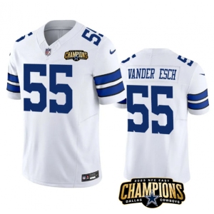 Men's Dallas Cowboys #55 Leighton Vander Esch White 2023 F.U.S.E. NFC East Champions Patch Football Stitched Jersey