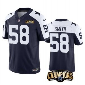 Men's Dallas Cowboys #58 Mazi Smith Navy White 2023 F.U.S.E. NFC East Champions Patch Football Stitched Jersey