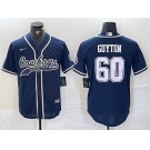 Men's Dallas Cowboys #60 Tyler Guyton Navy Cool Base Stitched Baseball Jersey