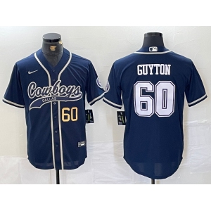 Men's Dallas Cowboys #60 Tyler Guyton Navy Cool Base Stitched Baseball Jerseys