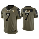 Men's Dallas Cowboys #7 Trevon Diggs 2021 Olive Salute To Service Golden Limited Stitched Football Jersey