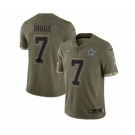 Men's Dallas Cowboys #7 Trevon Diggs 2022 Olive Salute To Service Limited Stitched Jersey