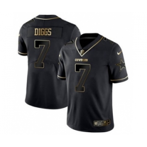 Men's Dallas Cowboys #7 Trevon Diggs Black Golden Edition Limited Stitched Football Jersey