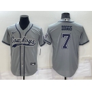 Men's Dallas Cowboys #7 Trevon Diggs Grey Stitched Cool Base Nike Baseball Jersey