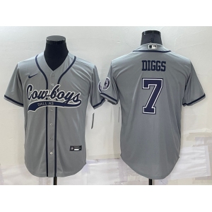 Men's Dallas Cowboys #7 Trevon Diggs Grey Stitched Cool Base Nike Baseball Jersey