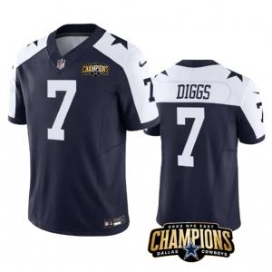 Men's Dallas Cowboys #7 Trevon Diggs Navy White 2023 F.U.S.E. NFC East Champions Patch Football Stitched Jersey