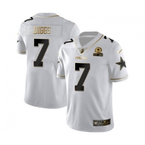 Men's Dallas Cowboys #7 Trevon Diggs White Golden Edition With 1960 Patch Limited Stitched Jersey