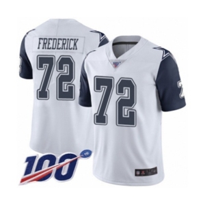Men's Dallas Cowboys #72 Travis Frederick Limited White Rush Vapor Untouchable 100th Season Football Jersey