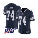 Men's Dallas Cowboys #74 Bob Lilly Navy Blue Team Color Vapor Untouchable Limited Player 100th Season Football Jersey