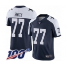 Men's Dallas Cowboys #77 Tyron Smith Navy Blue Throwback Alternate Vapor Untouchable Limited Player 100th Season Football Jersey