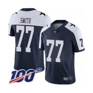 Men's Dallas Cowboys #77 Tyron Smith Navy Blue Throwback Alternate Vapor Untouchable Limited Player 100th Season Football Jersey