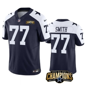 Men's Dallas Cowboys #77 Tyron Smith Navy White 2023 F.U.S.E. NFC East Champions Patch Football Stitched Jersey