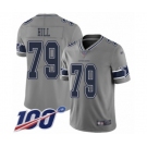 Men's Dallas Cowboys #79 Trysten Hill Limited Gray Inverted Legend 100th Season Football Jersey