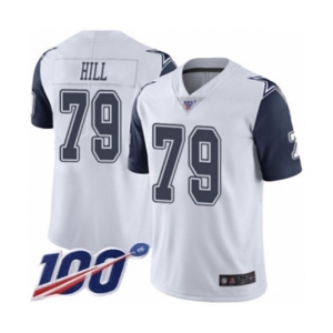 Men's Dallas Cowboys #79 Trysten Hill Limited White Rush Vapor Untouchable 100th Season Football Jersey