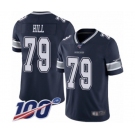 Men's Dallas Cowboys #79 Trysten Hill Navy Blue Team Color Vapor Untouchable Limited Player 100th Season Football Jersey