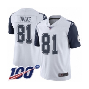 Men's Dallas Cowboys #81 Terrell Owens Limited White Rush Vapor Untouchable 100th Season Football Jersey