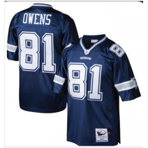 Men's Dallas Cowboys #81 Terrell Owens Navy Blue Throwback Jersey
