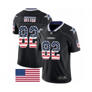 Men's Dallas Cowboys #82 Jason Witten Limited Black Rush USA Flag Football Jersey