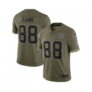 Men's Dallas Cowboys #88 CeeDee Lamb 2022 Olive Salute To Service Limited Stitched Jersey