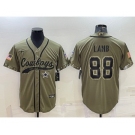 Men's Dallas Cowboys #88 CeeDee Lamb 2022 Olive Salute to Service Cool Base Stitched Baseball Jersey