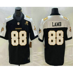 Men's Dallas Cowboys #88 CeeDee Lamb Blue Gold Thanksgiving FUSE Vapor Limited Stitched Jersey