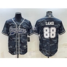 Men's Dallas Cowboys #88 CeeDee Lamb Gray Camo With Patch Cool Base Stitched Baseball Jersey