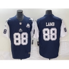 Men's Dallas Cowboys #88 CeeDee Lamb Navy Blue FUSE Vapor Thanksgiving 1960 Patch Limited Stitched Jersey