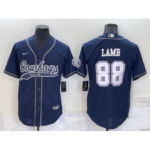 Men's Dallas Cowboys #88 CeeDee Lamb Navy Blue Stitched Cool Base Nike Baseball Jersey